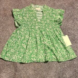 Green Floral PINCH Top
